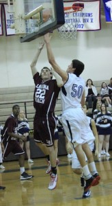 Junior Bryan Ludloff lays one in the over a Calvary Chapel defender.