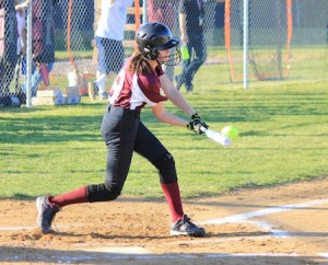 Junior Veronica Clancey connects for a hit in Laguna’s season and home opening win against Capistrano Valley Christian at the Breaker’s Thurston Middle School field.