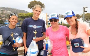Champions Lynne Galli and Lisa Ruthledge, right; with runners up Geena Urango and Sarah Pavan