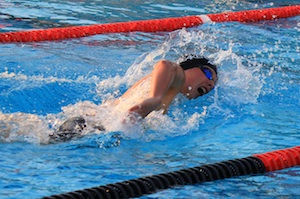 Erik Juliusson swimming the 500 free at last year’s CIF finals. Photo by Bob Campbell