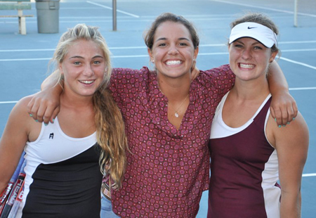 Laguna's top three singles players from last season, from left, Kira Hamilton, Brooke Michaels and Bailey Jaeger return to the court to lead the Breakers. Photo courtesy of LBHS Tennis.