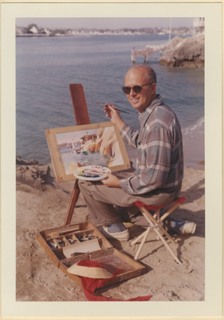 Rex Brandt paints in Newport Beach, where he lived for decades.