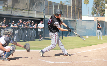 Grant Wilhelm connects for a double during the Breakers 5-3 CIF quarterfinal win at home against Sonora on Friday, May 30.