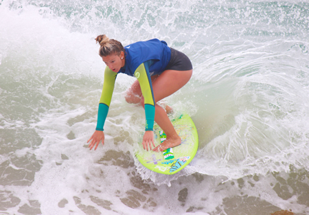 Casey Kiernan beats out 11 other women to win her first Victoria Skimboards World Championship of Skimboarding last Sunday, June 30 at Aliso Beach.