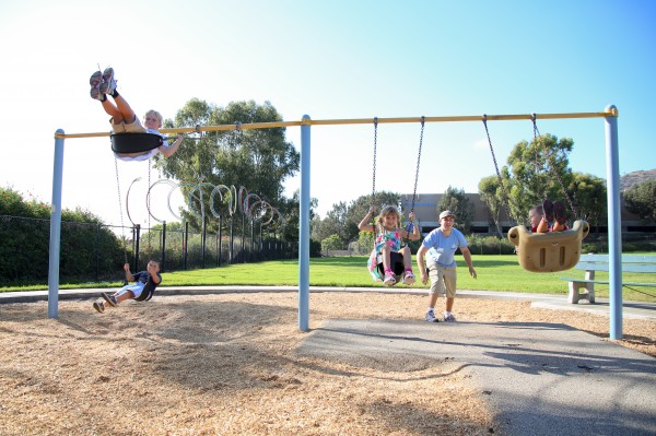 Cody Cameron mans the swings in Lang Park.