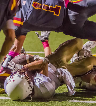 Nick Krantz was tacked on fourth down six inches short of the goal line late in the 4th quarter giving the ball on down to the Eagles on Laguna’s only touchdown threat.