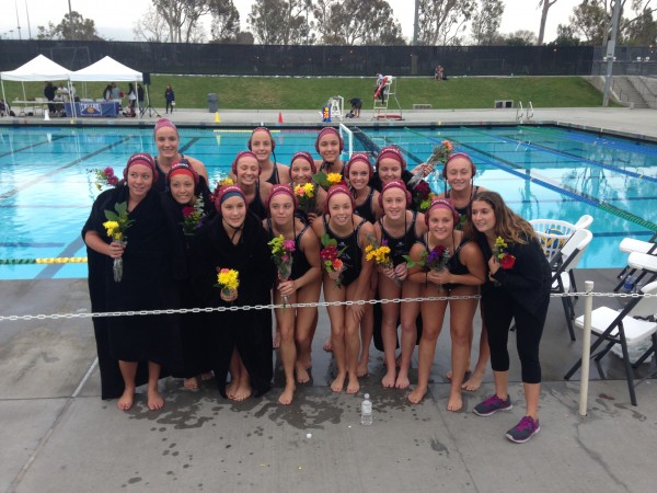 The top girls water polo squad won five matches, out-scoring the opposition 90-19 at a tournament Saturday, Feb. 7, in Irvine. Front, from left, Ally Jochim, Thea Walsh, Caspian Brock, Bella Baldridge, Taylor Julson, Haley Evans, Brighid Burnes and Daniele Lucidi; back row, Makenzie Fischer, Natalie Selin, Holly Parker, Sophia Lucas, Aria Fischer, Evan Tingler, Gabi Beran and Mia Salvini Photo courtesy Cheryl Baldridge.