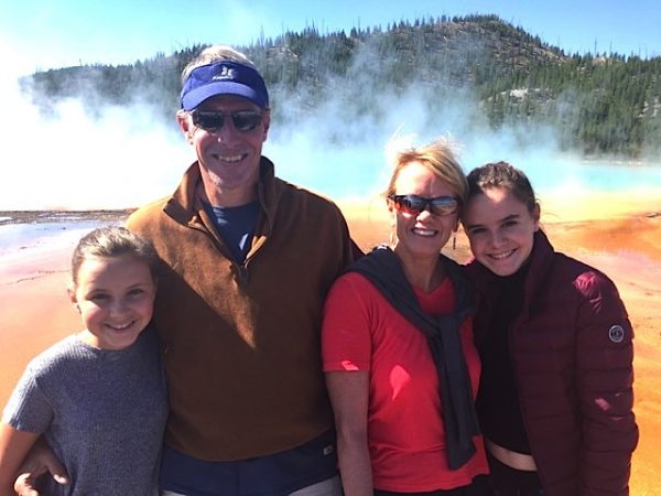 Steve and Susan Giusto with their daughters Cathryn, left, and Grace in Yellowstone Park.  