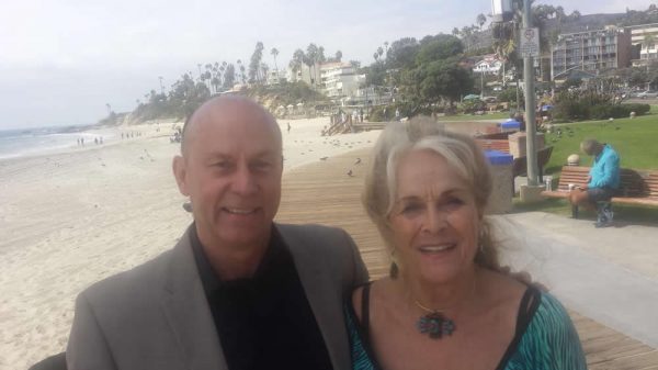 Mitch Frisch with R Star Foundation founder Rosalind Russell at Main Beach. 