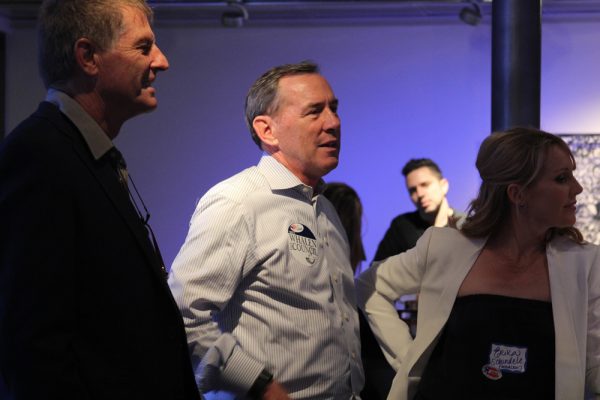 City Council candidate Bob Whalen, who was re-elected, among backers at an election night party.