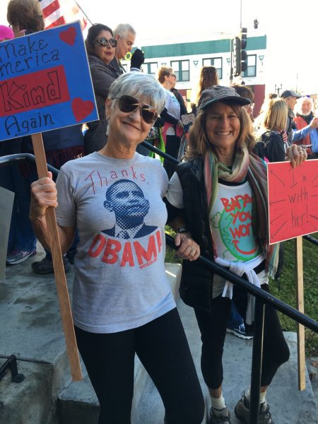 Kris Evans-Degen and Suzi McDuffie-Sobolewski were among many Laguna Beach residents who attended the Women’s March in Santa Ana. Photo courtesy Kris Ebans.