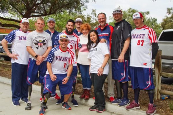 Arnie Lynn Bengo, fourth from right, with Wounded Warrior Amputee Softball Team.