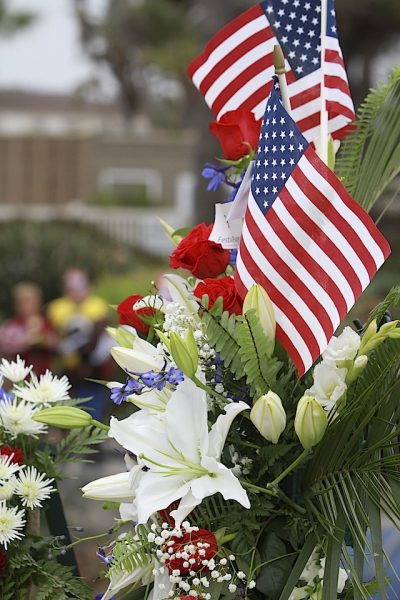 One of scores of floral remembrances that have embellished Monument Point on Memorial Day.