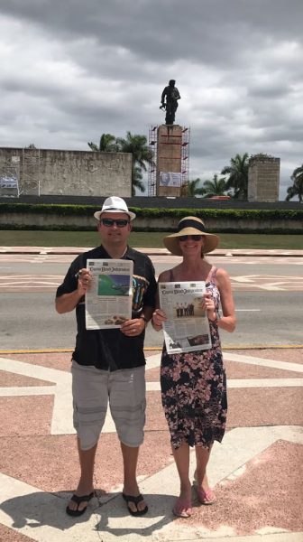 Annette and Tim Templeton outside the Che Guevera Mausoleum in Santa Clara, Cuba. 