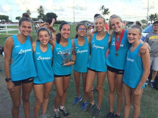 A dozen Laguna Beach High School cross country runners competed in the Iolani Invite at Kualuoa Ranch in Hawaii recently. From left, Jessie Rose, Emily Engel, Kaitlin Ryan, Angelina Dyrnaes, Sierra Read, Evie Cant and Sydney Schaefgen. Not pictured, Hannah Vogel, Whitney Winefordner, Katie Rollins, Isabella Peterson and Grace La Montagne. A dozen Laguna Beach High School cross country runners competed in the Iolani Invite at Kualuoa Ranch in Hawaii recently. From left, Jessie Rose, Emily Engel, Kaitlin Ryan, Angelina Dyrnaes, Sierra Read, Evie Cant and Sydney Schaefgen. Not pictured, Hannah Vogel, Whitney Winefordner, Katie Rollins, Isabella Peterson and Grace La Montagne. A dozen Laguna Beach High School cross country runners competed in the Iolani Invite at Kualuoa Ranch in Hawaii recently. From left, Jessie Rose, Emily Engel, Kaitlin Ryan, Angelina Dyrnaes, Sierra Read, Evie Cant and Sydney Schaefgen. Not pictured, Hannah Vogel, Whitney Winefordner, Katie Rollins, Isabella Peterson and Grace La Montagne. 