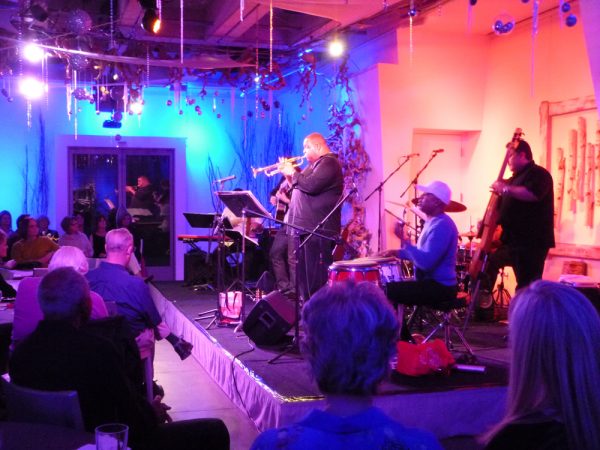 Trumpeter Bijon Watson performs at a winter series jazz concert. 