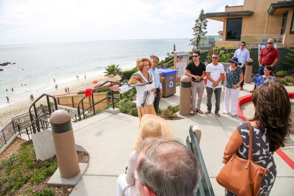 Then Mayor Toni Iseman presides over a ribbon cutting last July at the renovated Mountain Street beach access, half of a $1.4 million city project. Photo by Jody Tiongco. 