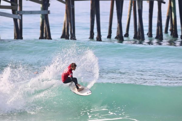 Kiko Nelsen in action near the San Clemente pier. Photo by Ellen Nelson.