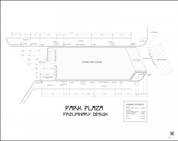 Chris Prelitz' proposal to reconfigure the 200 block of Park Avenue with parking spaces near the library.  