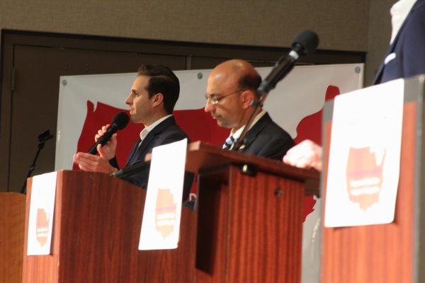Candidates Michael Kotick, left, and Omar Siddiqui