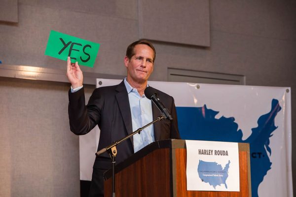 Harley Rouda at a recent candidate forum.