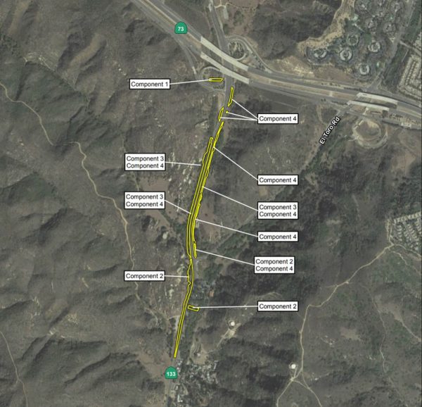 A map of the Laguna Canyon Road improvement project area. Image courtesy of Caltrans.